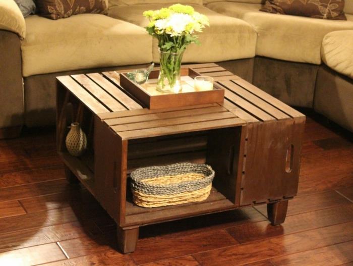 ξύλινα κουτιά diy ιδέες τραπεζάκι σαλονιού