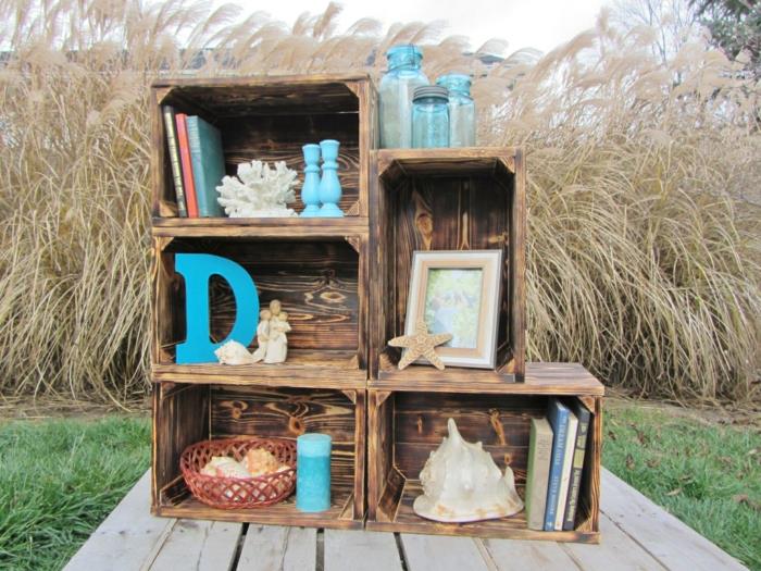 ξύλινα κουτιά diy ιδέες ράφια maritime deco