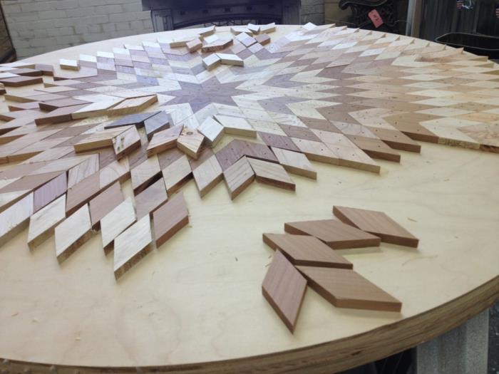 ξύλινη τέχνη συλλέγονται ξύλινα πηχάκια ξυλουργός αναδυόμενοι ρόμβοι