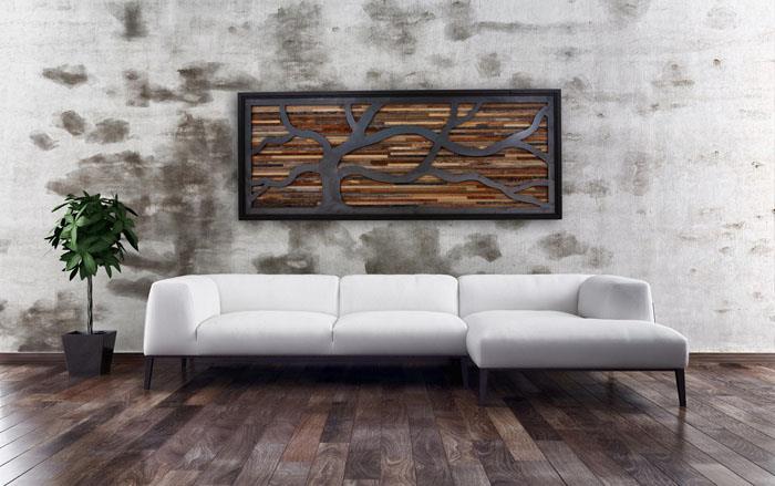 ξύλινη τέχνη δημιουργική σχεδίαση τοίχου ιδέες διακόσμησης τοίχου ξύλινη επένδυση σκυροδέματος