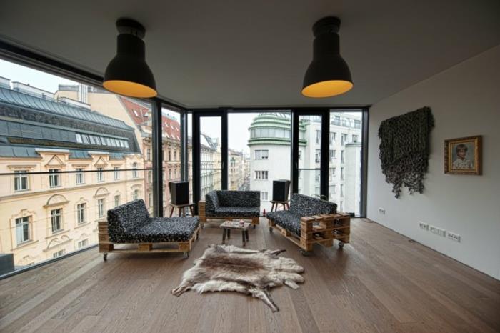 ξύλινες παλέτες diy ιδέες επίπλων σαλόνι επίπλωση καναπέδες παλέτες ευρώ