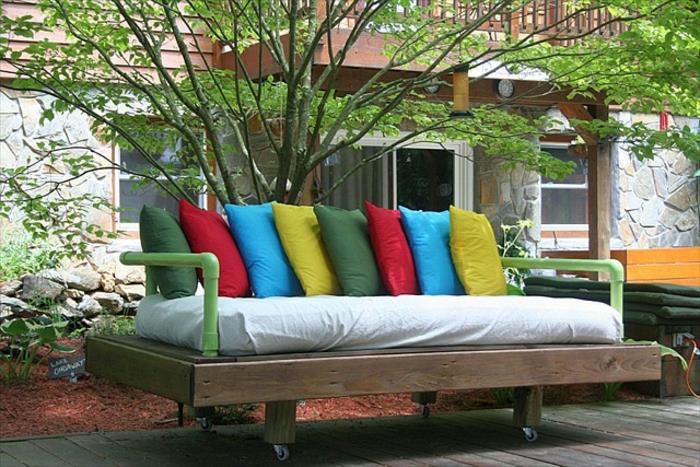 ξύλινες παλέτες ιδέες έπιπλα από παλέτες ευρώ παλέτες έπιπλα κήπου μαξιλάρια καναπέ