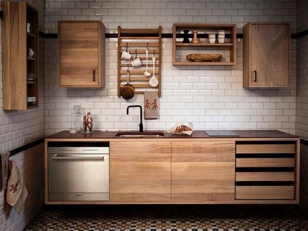 ξύλινα ντουλάπια επίπλωση κουζίνας Σκανδιναβική