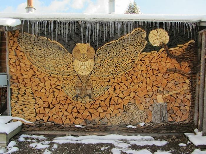 ξύλινα γλυπτά σπίτι τοίχο δομικά στοιχεία από πουλί ξύλινη στοίβα