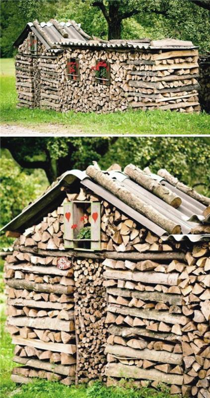 ξύλινα γλυπτά κάνουν ένα σπίτι από ξύλινα τετράγωνα