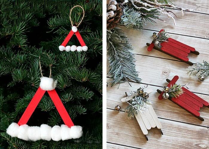 ξύλινα ραβδιά ιδέες χειροτεχνίας διακοσμήσεις χριστουγεννιάτικων δέντρων χριστουγεννιάτικες χειροτεχνίες με παιδιά