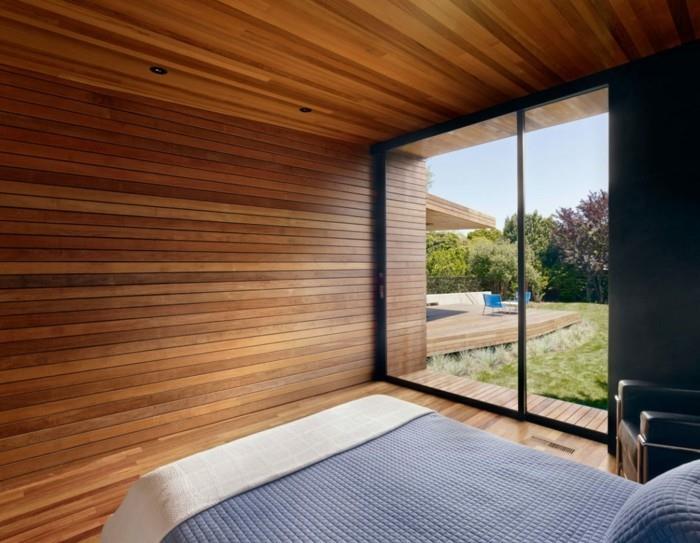 ξύλινο τοίχο ξύλινη επένδυση ιδέες υπνοδωμάτιο βάθος