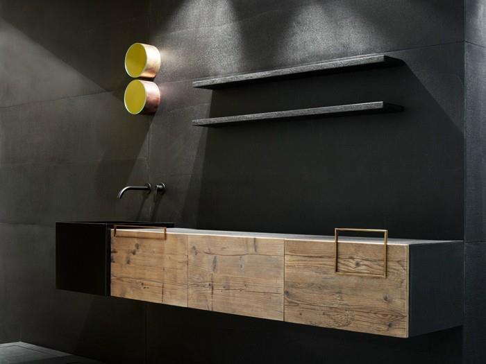 ξύλινοι νιπτήρες σχεδιασμός μπάνιου σκούρα χρώματα