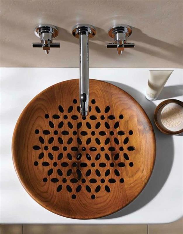 ξύλινο νιπτήρα μπάνιο σχεδιασμός ξύλινη επιφάνεια ασίας