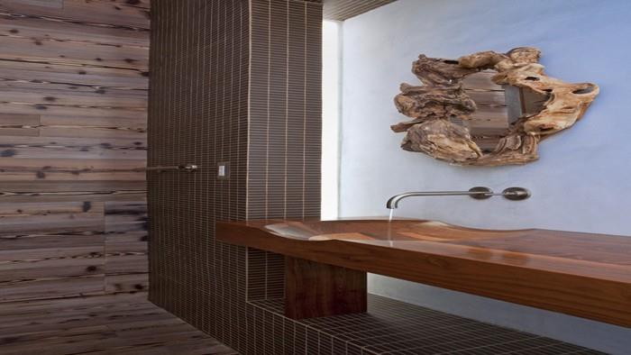 ξύλινος νιπτήρας μπάνιο σχεδιασμός ξύλινος καθρέφτης μπάνιου επιφάνειας