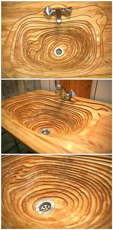 ξύλινος νιπτήρας λουτρό σχεδιασμός ξύλινοι κύκλοι επιφάνειας