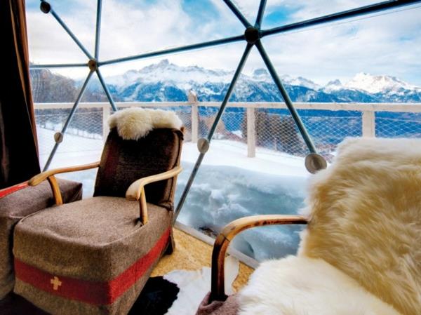 οικολογικό ξενοδοχείο igloo alps πολυθρόνα προβάτου