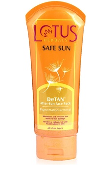 „Lotus Herbals Safe Sun De Tan“ veido paketas po saulės