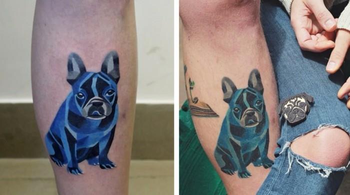 ακουαρέλα σκυλί τατουάζ πόδι