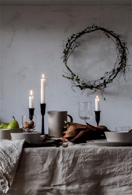 hygge σκανδιναβική χριστουγεννιάτικη διακόσμηση τραπέζι