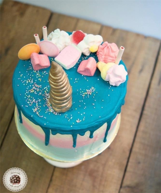 ιδέες κρέμα φοντάντ κέικ μονόκερου γιορτάστε το παιδικό πάρτι