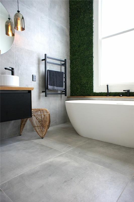 ιδέες για σχεδιασμό τοίχου πλακάκια μπάνιου ανοιχτό γκρι