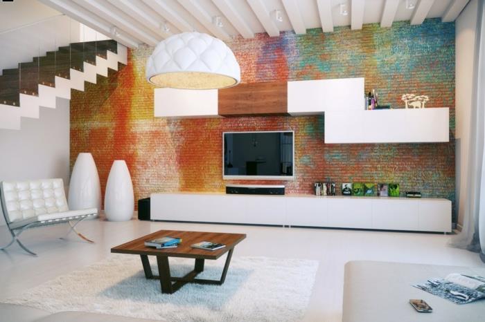 ιδέες για σχεδιασμό τοίχου ιδέες σαλόνι έγχρωμο τοίχο από τούβλα