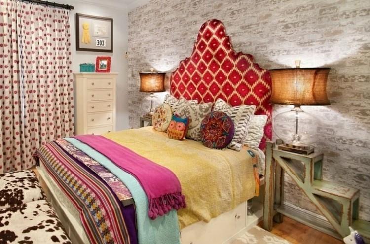 ιδέες κρεβατοκάμαρα χρώματα στοιχεία κόκκινο κρεβάτι κεφαλάρι