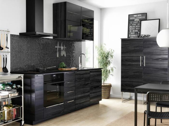 κουζίνες ikea μοντέρνα 2015 σκούρο ξύλο μπροστινά ντουλάπια βιτρίνα απορροφητήρα κουκούλας