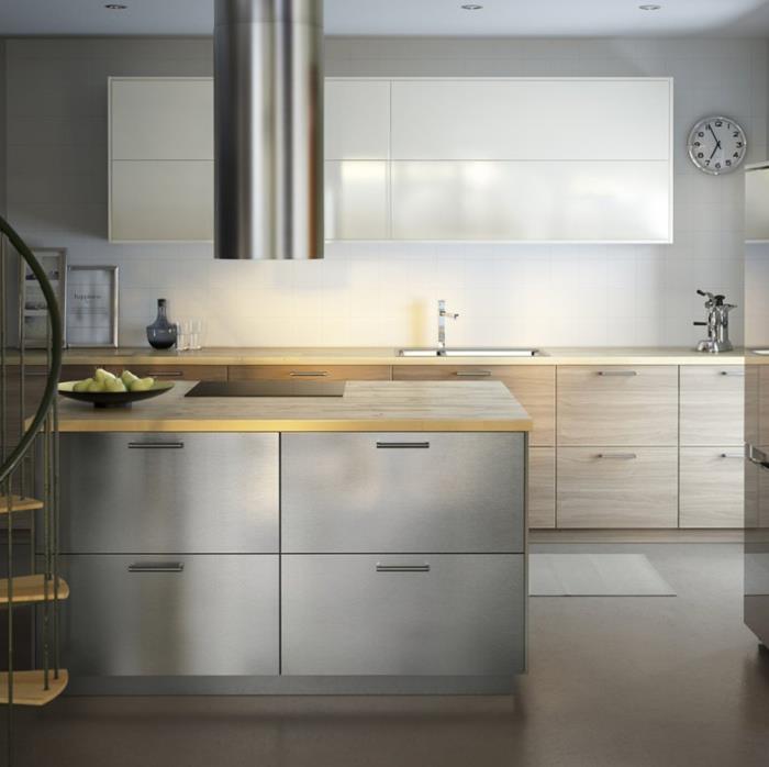 κουζίνες ikea μοντέρνα 2015 ελαφριά ξύλινα μέτωπα επιφάνεια εργασίας σπονδυλωτή κουζίνα