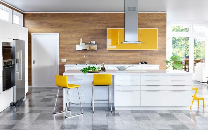 Κουζίνες ikea μοντέρνο 2015 λευκό κίτρινο μινιμαλιστικό στυλ υψηλής στιλπνότητας εμπρός τμήμα