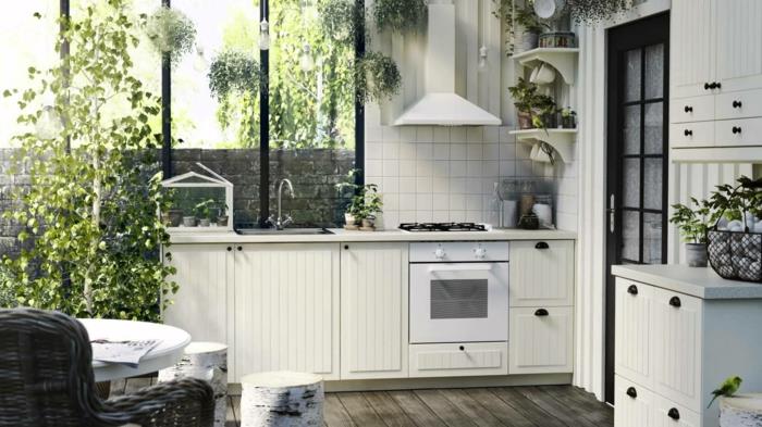 κουζίνες ikea μοντέρνο παραδοσιακό σχεδιασμό λευκή φύση φυτά εσωτερικού χώρου φυσικό ξύλο