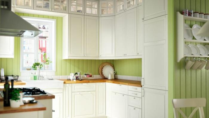κουζίνες ikea παραδοσιακό σχέδιο νέας μεθόδου πράσινα λευκά ντουλάπια μπροστά