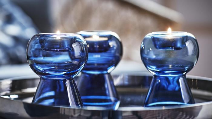 συλλογή ikea Στοκχόλμης από μπλε φανάρι με φυσητό γυαλί