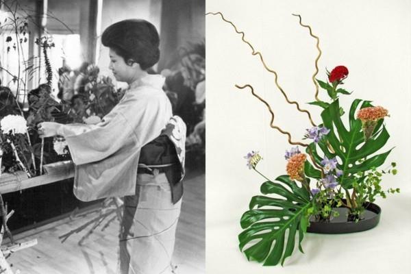 ikebana ιαπωνική ρύθμιση λουλουδιών