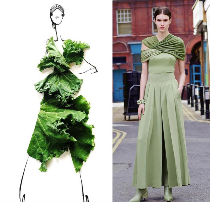εικονογράφος ήθελε Gretchen Roehrs fashion illustrations σχεδιαστής φόρεμα πράσινο