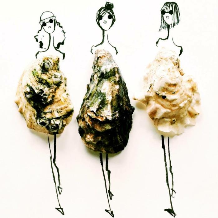 εικονογράφοι Εικονογραφήσεις μόδας Gretchen Roehrs με φορέματα κοχύλια