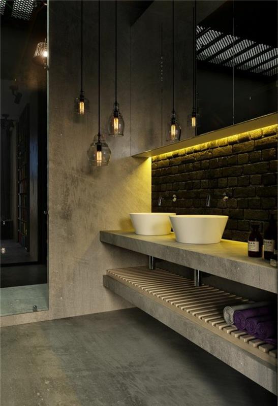 ιδέες σχεδιασμού μπάνιου έμμεσου φωτισμού τοίχου
