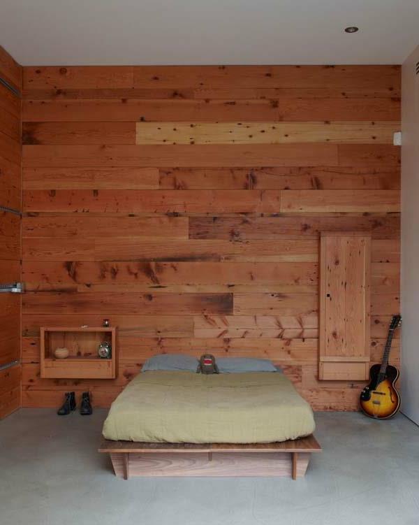 βιομηχανικό στυλ κιθάρα ξύλινο σχέδιο τοίχου στρώμα ξύλινο πλαίσιο κρεβάτι