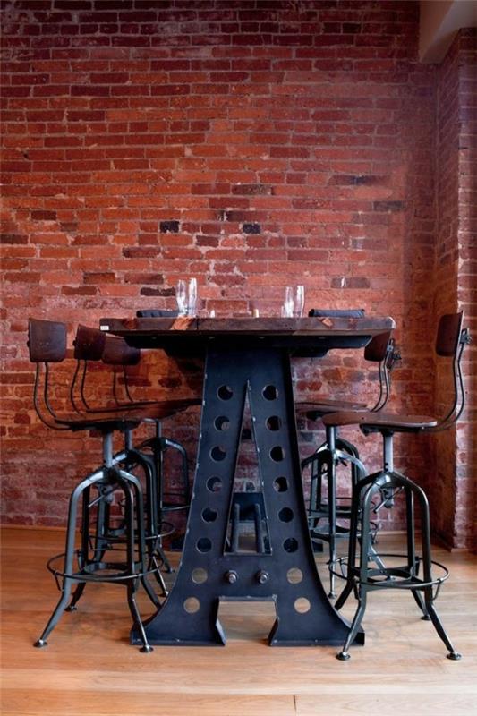 βιομηχανική καρέκλα vintage εμφάνιση σκούρα χρώματα