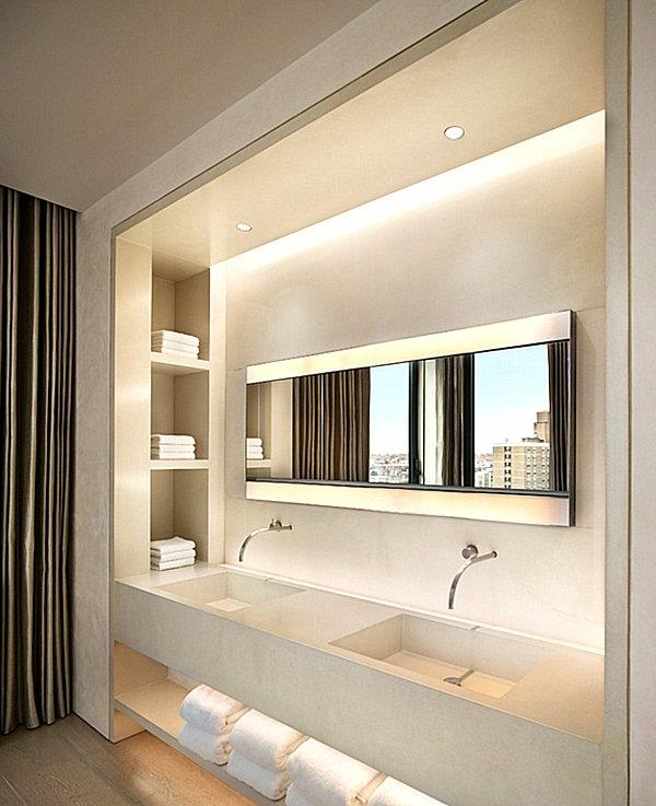 ιδέες εσωτερικού σχεδιασμού στο νεροχύτη καθρέφτη συμμετρίας μπάνιου