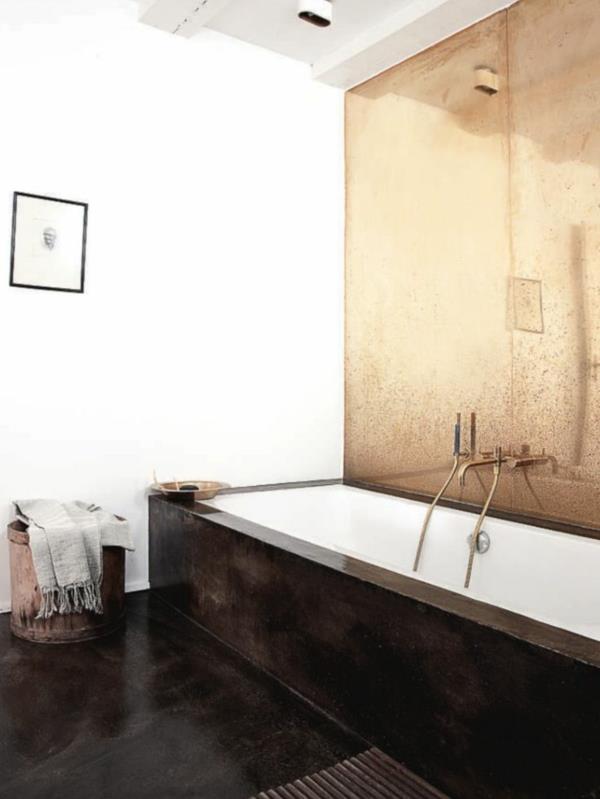 ιδέες εσωτερικού σχεδιασμού μπάνιου μεταλλική μπανιέρα τοίχου