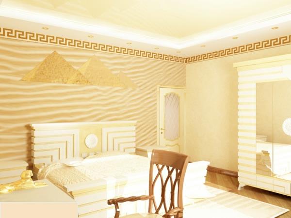 ιδέες εσωτερικού σχεδιασμού αιγυπτιακό στιλ χρώμα τόνους χρυσές ιδέες ζωντανό υπνοδωμάτιο