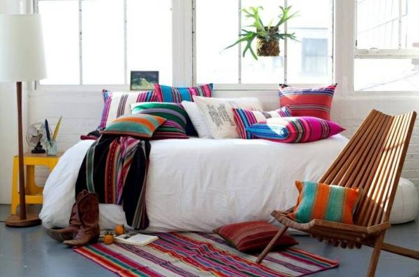 εσωτερική διακόσμηση ιδέες μεξικανικής διακόσμησης χρώματα μοτίβο διακόσμησης μαξιλάρια