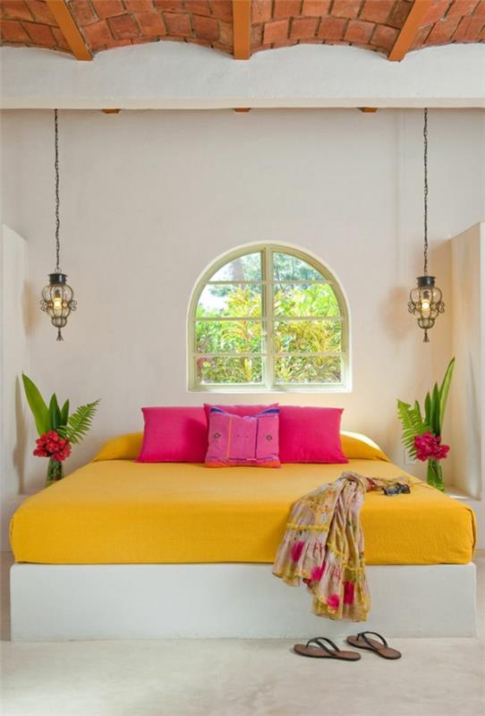 εσωτερική διακόσμηση μεξικάνικες ιδέες διακόσμησης χρώματα κρεβατοκάμαρας