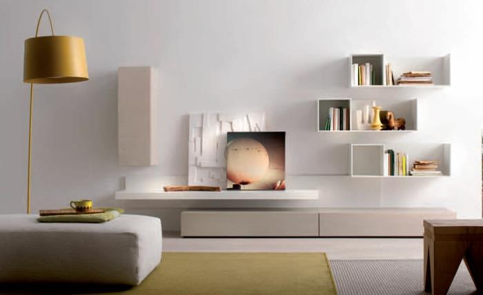 εσωτερική διακόσμηση μοντέρνο σαλόνι λευκό σαλόνι τοίχο χρωματιστό χαλί