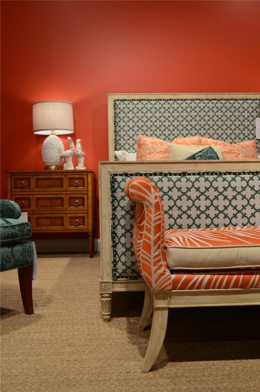εσωτερική διακόσμηση επιλέξτε χρώμα τοίχου πορτοκαλί αποχρώσεις υπνοδωμάτιο