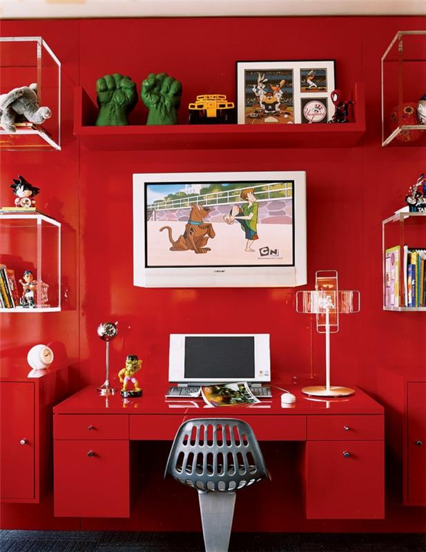 διακοσμητής εσωτερικών χώρων Robert Passal παιδικό δωμάτιο με κόκκινο χρώμα