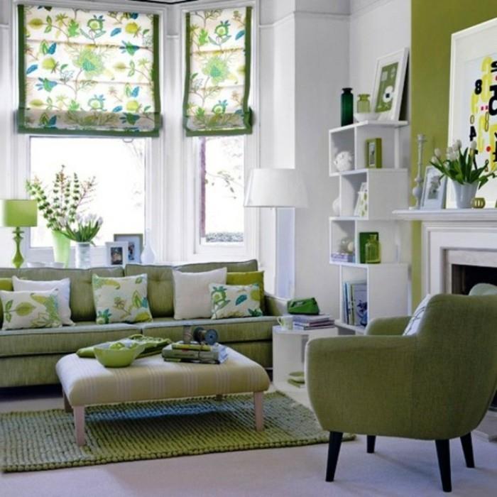 εσωτερική διακόσμηση περιβάλλοντος στυλ πράσινα έπιπλα χαλί floral μοτίβο
