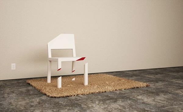 εσωτερική διακόσμηση δωματίου διαμέρισμα οπτική ψευδαίσθηση καρέκλα-λευκό