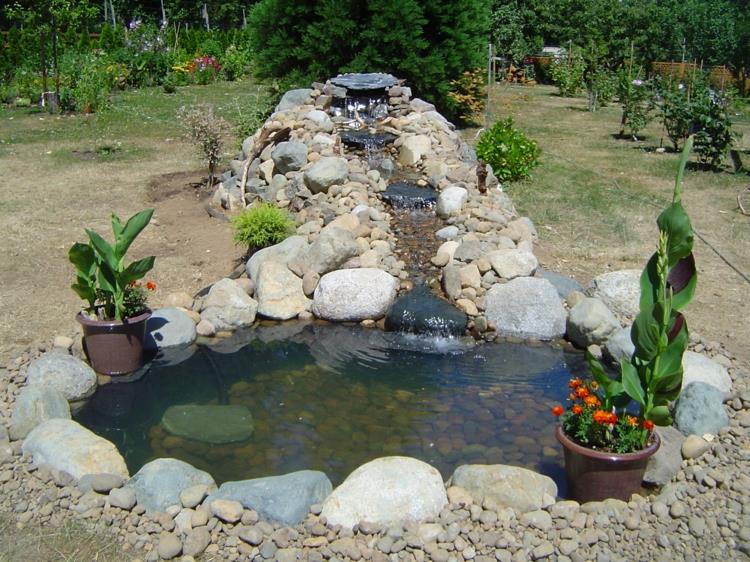 εμπνευσμένες εικόνες λίμνης κήπου ιδέες κήπου γλάστρες φυτά σχεδιασμός κήπου με πέτρες