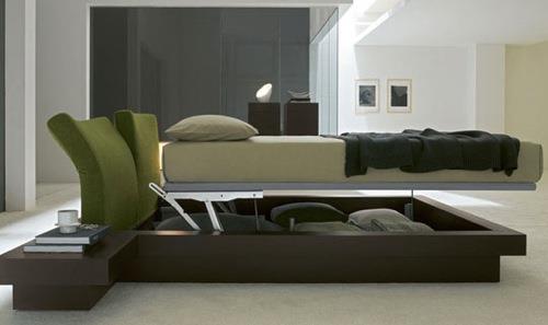 ενδιαφέροντα κρεβάτια με συρτάρια αποθήκευσης πλαίσιο πράσινο κεφαλάρι