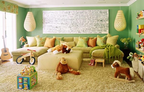 παιχνιδιάρικος συνδυασμός χρωμάτων σαλόνι παιδιά ζωηρό πράσινο
