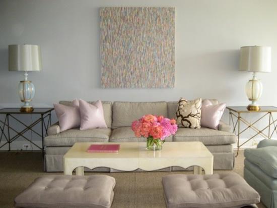 εσωτερική διακόσμηση ιδέες σπιτιού γυναικείο σαλόνι παστέλ ροζ λευκό