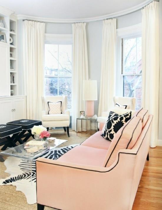 εσωτερική διακόσμηση ιδέες σπιτιού γυναικείες σαλόνι παστέλ χρώμα καναπέ